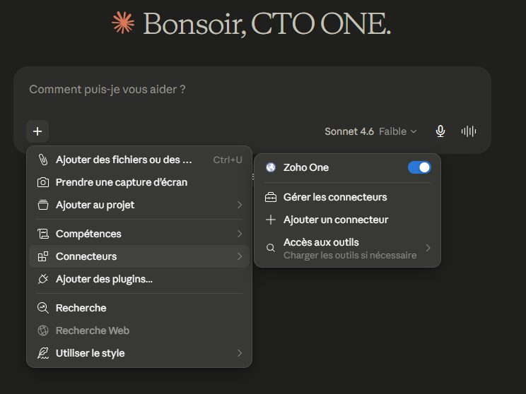 Le menu des connecteurs