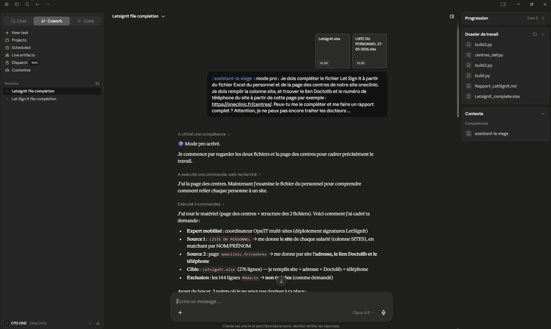 Cowork cadre la demande Let Sign It et pose des questions avant d'agir